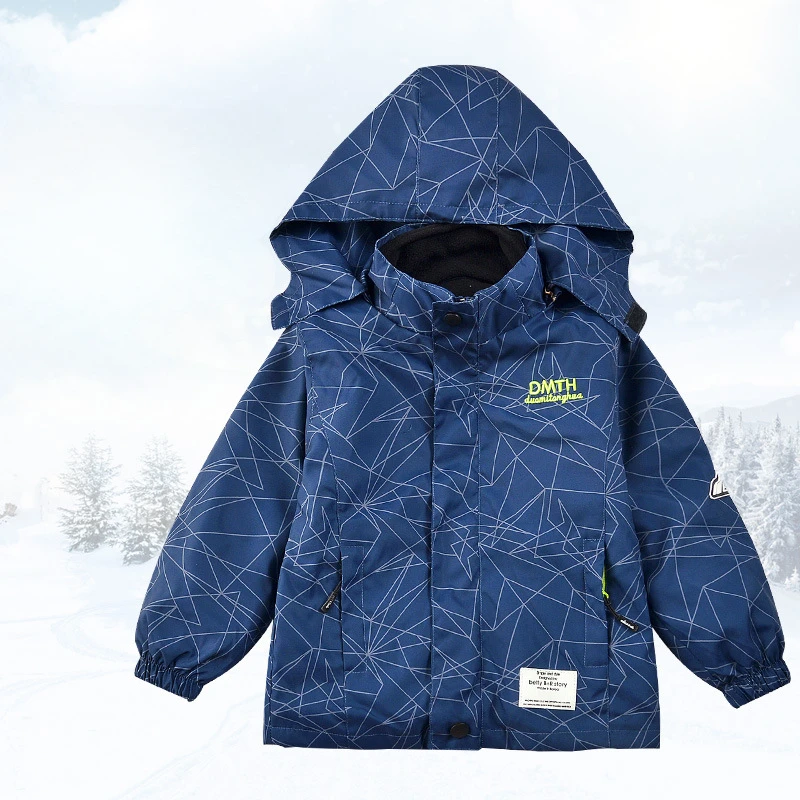 Boys' Jackets Medium and Older Children's Thickened Jackets Autumn Clothes New Children's Clothing Removable Windproof