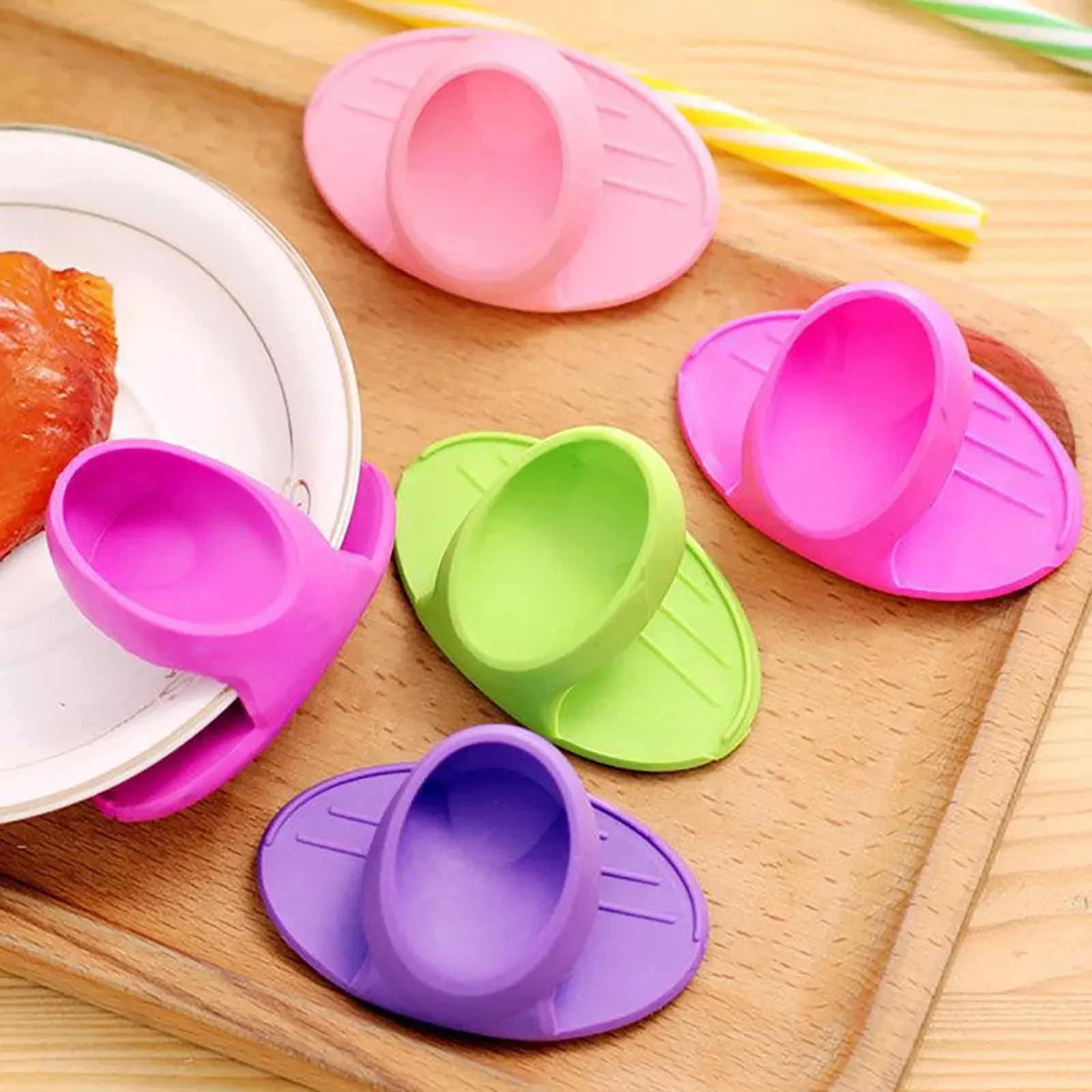 2pcs Silicone Gloves Oven Heat Insulated Finger Gloves Cooking Microwave Non-slip Gripper Pot Holder Kitchen Baking Tool Kitchen Tools