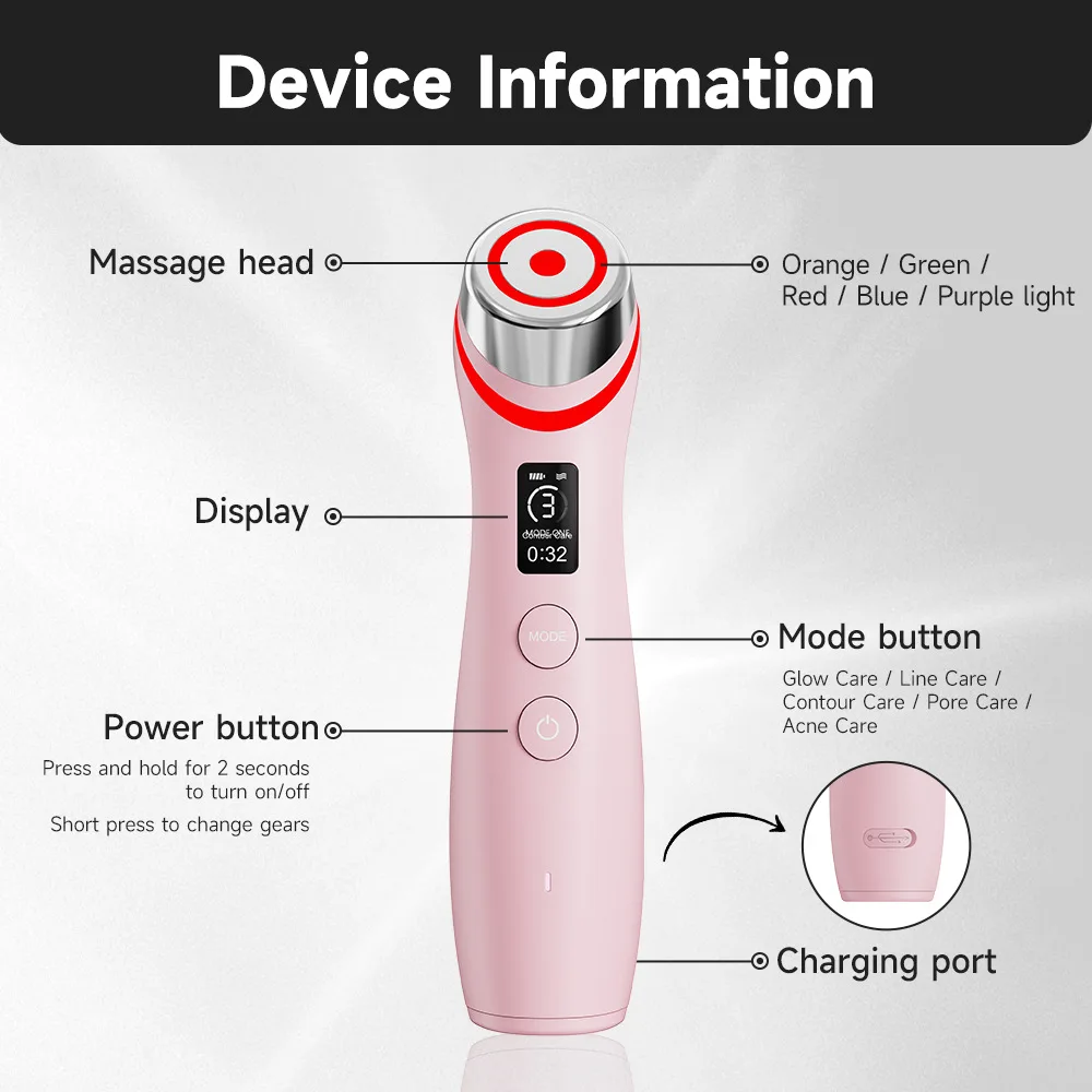 Booster Pro Led Facial Light Therapy 5 Colors Eye Beauty Wand Red Light Eye Massager for Skincare Rejuvenation Tool 6