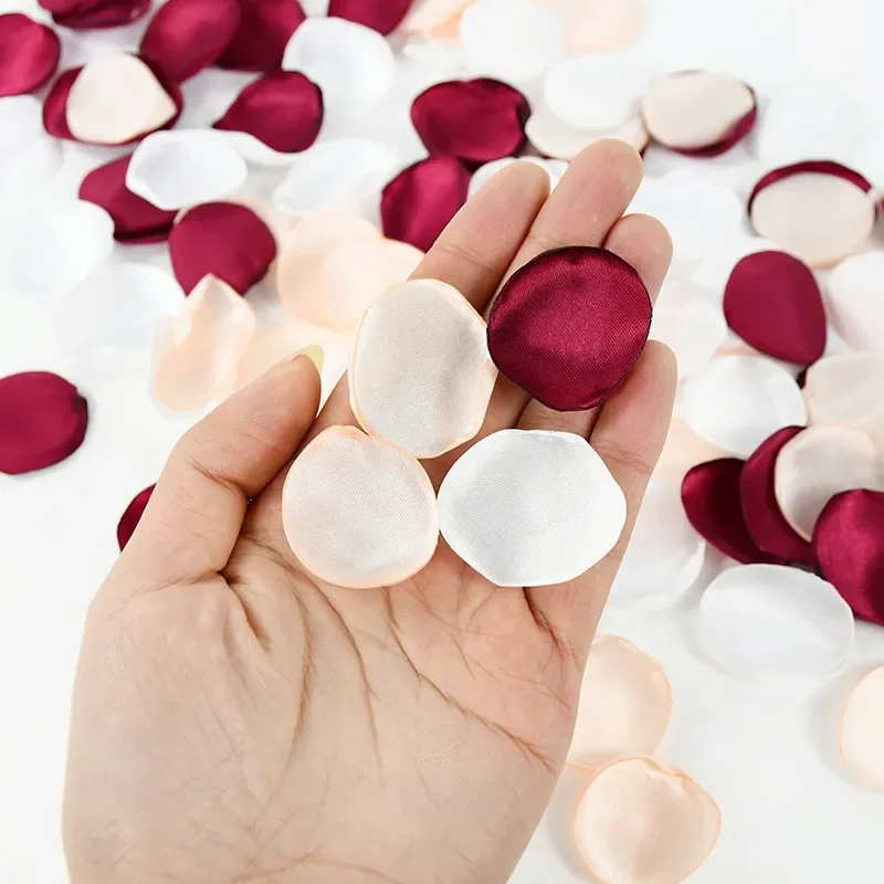 Artificial rose petals 100Pcs Mixed Burgundy Silk Satin Rose Petals for wedding party Vanlentines Day home table decorations marriage accessories