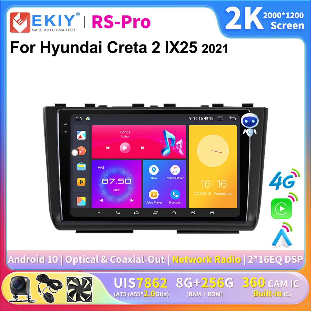 

EKIY 2K Screen CarPlay Radio For Hyundai Creta 2 IX25 2021 Android Auto 4G Car Multimedia Player Stereo GPS 2Din Navi Ai Voice