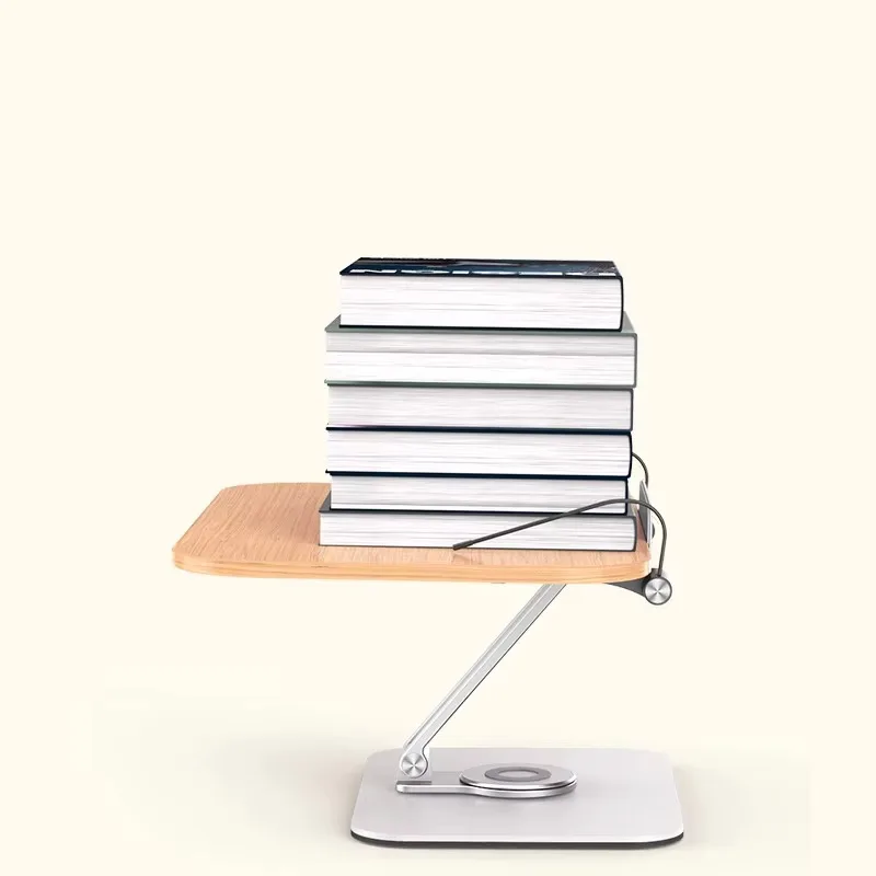 Desktop Book Stand for Reading with 360° Rotating Base Wooden Panel & Page Clips Foldable and Angle for Reading Book Holder 5