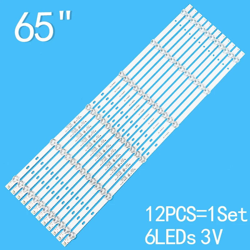 New 12PCS/lot 622mm 6LEDs 3V For 65