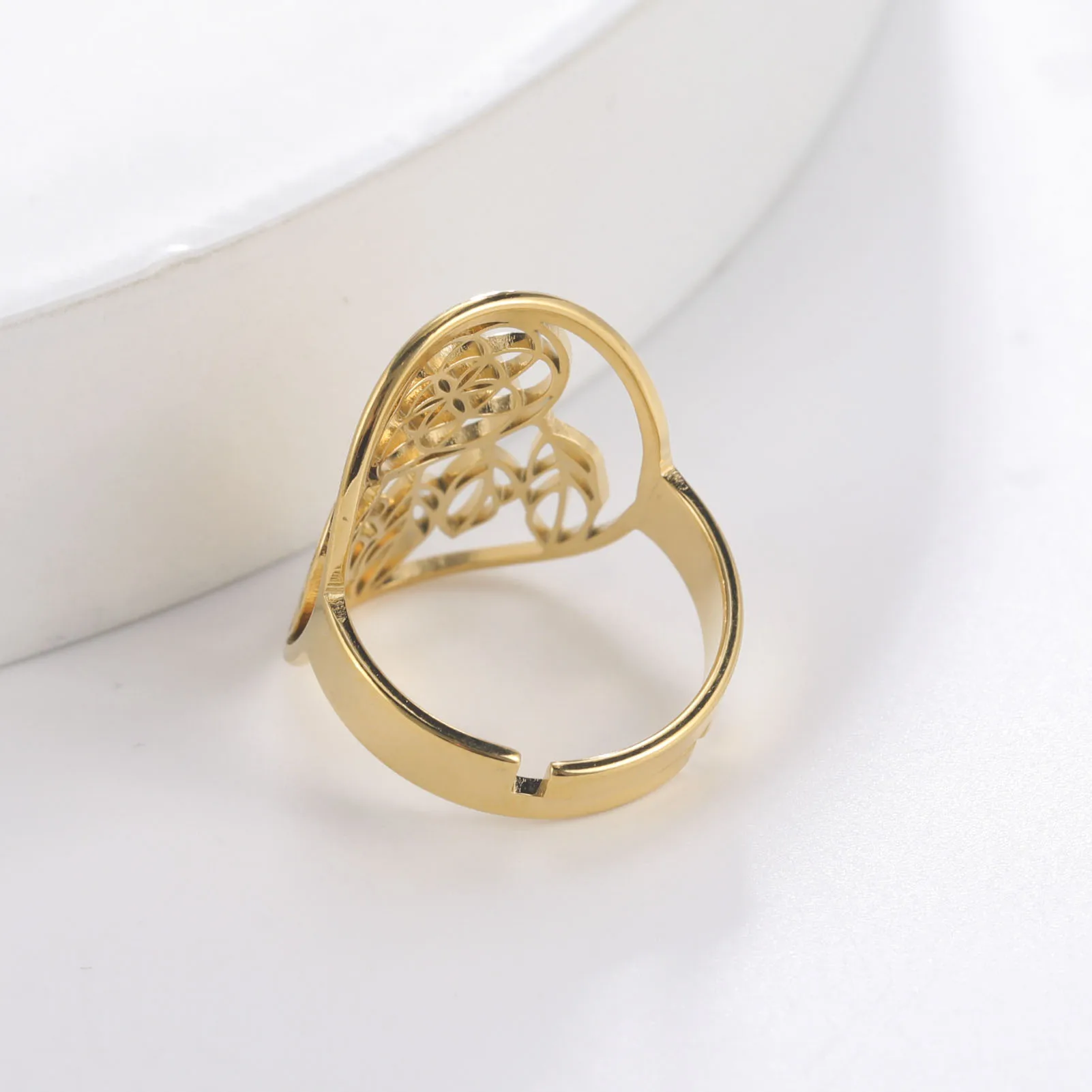 Fatastic Traumfänger-Ring für Frauen und Mädchen, hohle offene Fingerringe aus Edelstahl, Weihnachten, Neujahr, Schmuck, Liebhaber-Geschenk – Detail 11