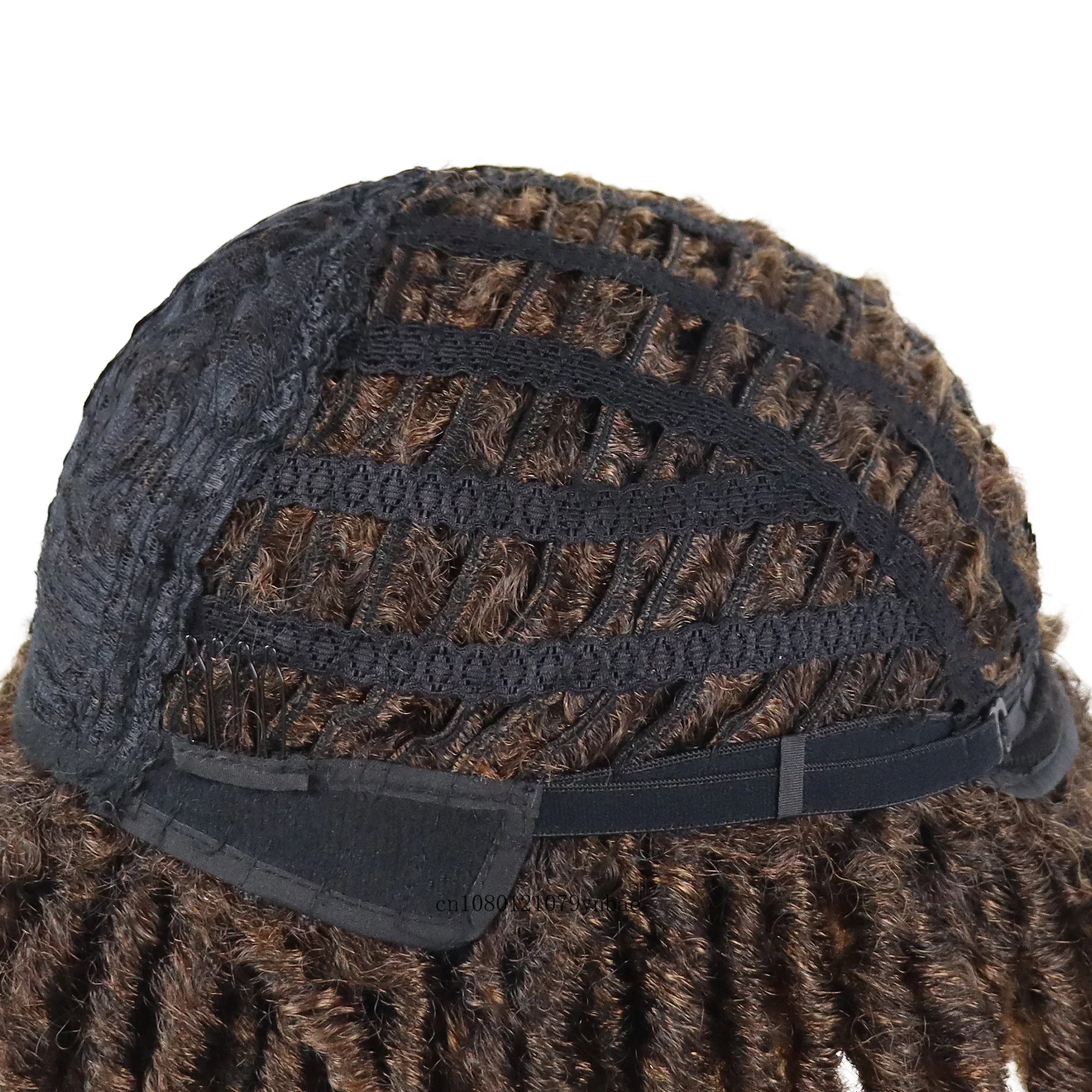 Parrucca intrecciata per capelli sintetici parrucca corta marrone Ombre Color Afro riccia per uomo Dreadlocks Bob acconciature Locs parrucche all'uncinetto per uomo