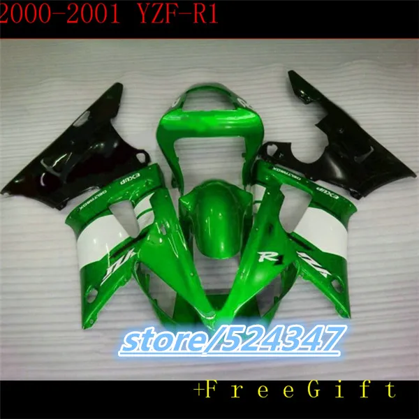 

Hey-Hey-Good quality Fairings for YZF R1 2000 2001 green white plastic kit YZFR1 00 01 YZF 1000 YZF-R1 fairing kits parts