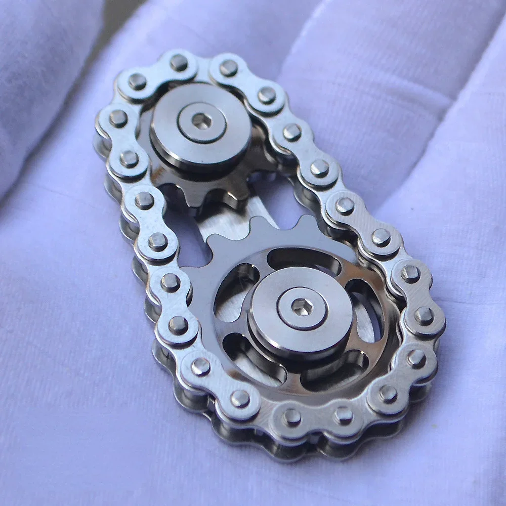 Fidget Toy Sensory Fidget Toy Anti Stress Toy Fingertip Gyroscope Toy Rainbow EDC Gear Chain Fingertip Gyroscope Toys Metal Sprocket Flywheel Fidget Spinner for Adults Kids Anti Stress Roller
