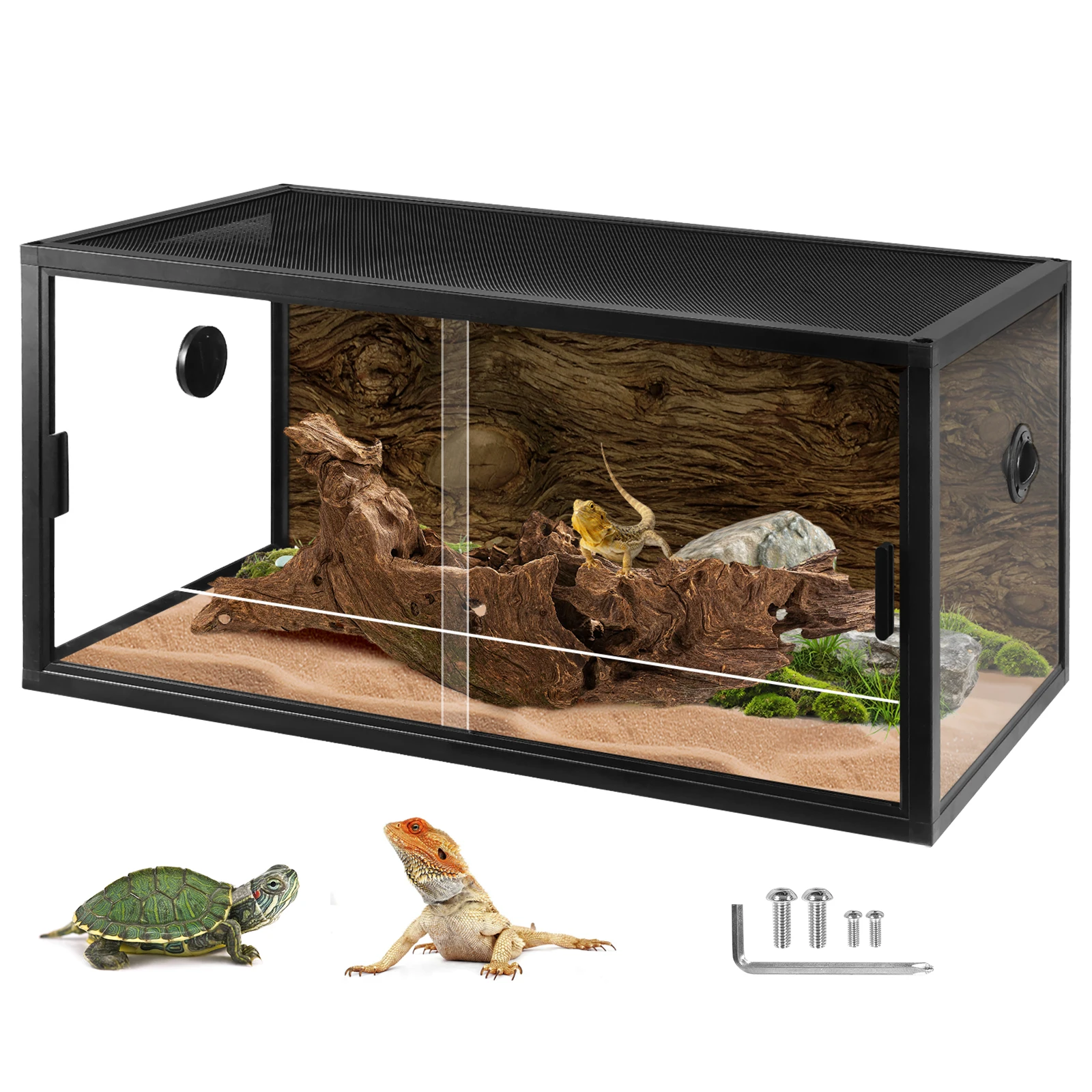 Reptile Landscaping Container Detachable Plant Gecko Ecological Tank with Ventilation Detachable Reptile Terrarium Gift for Pet