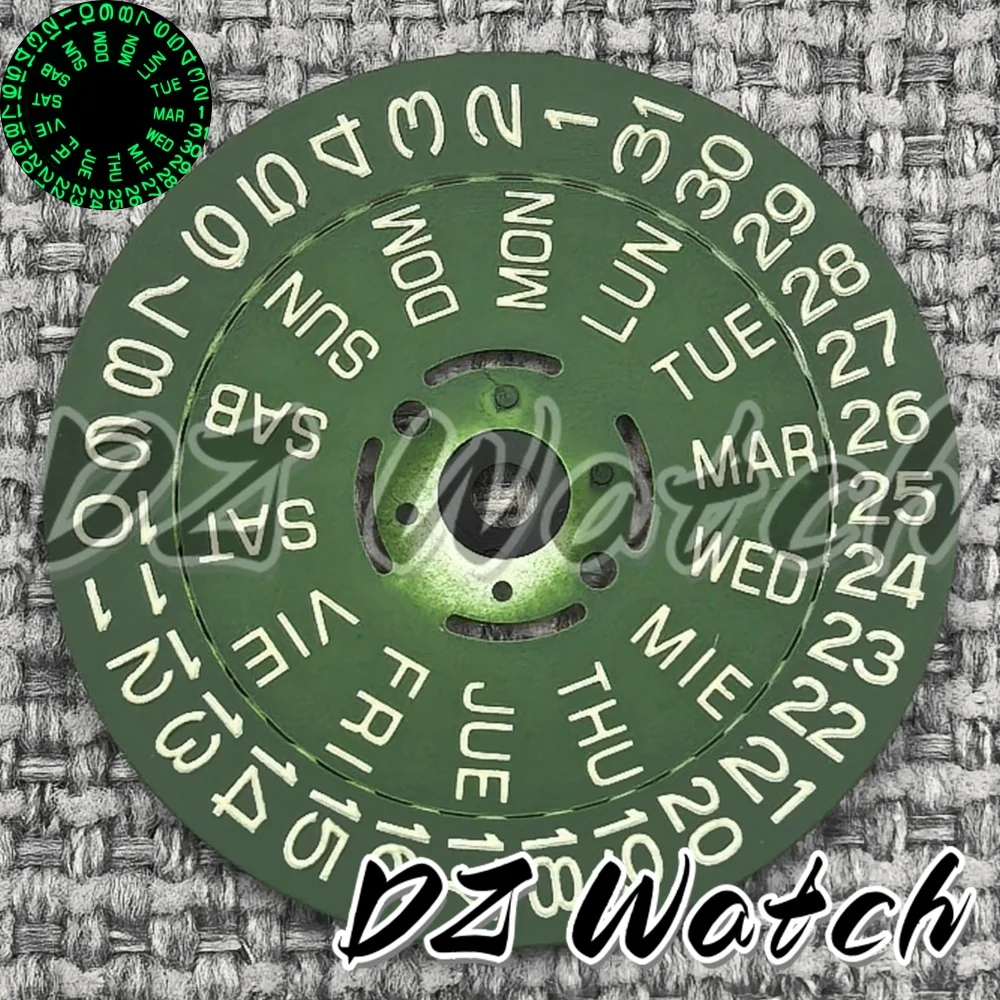 Luminous Green/Blue Date Wheel Dial for Automatic Movement Watches