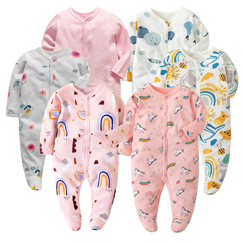 6 pieces Baby Girl Clothes New 0-12Months Born Baby Boy Clothes Long Sleeve Autumn Footie Jumpsuits Romper Outfits Baby Clothing