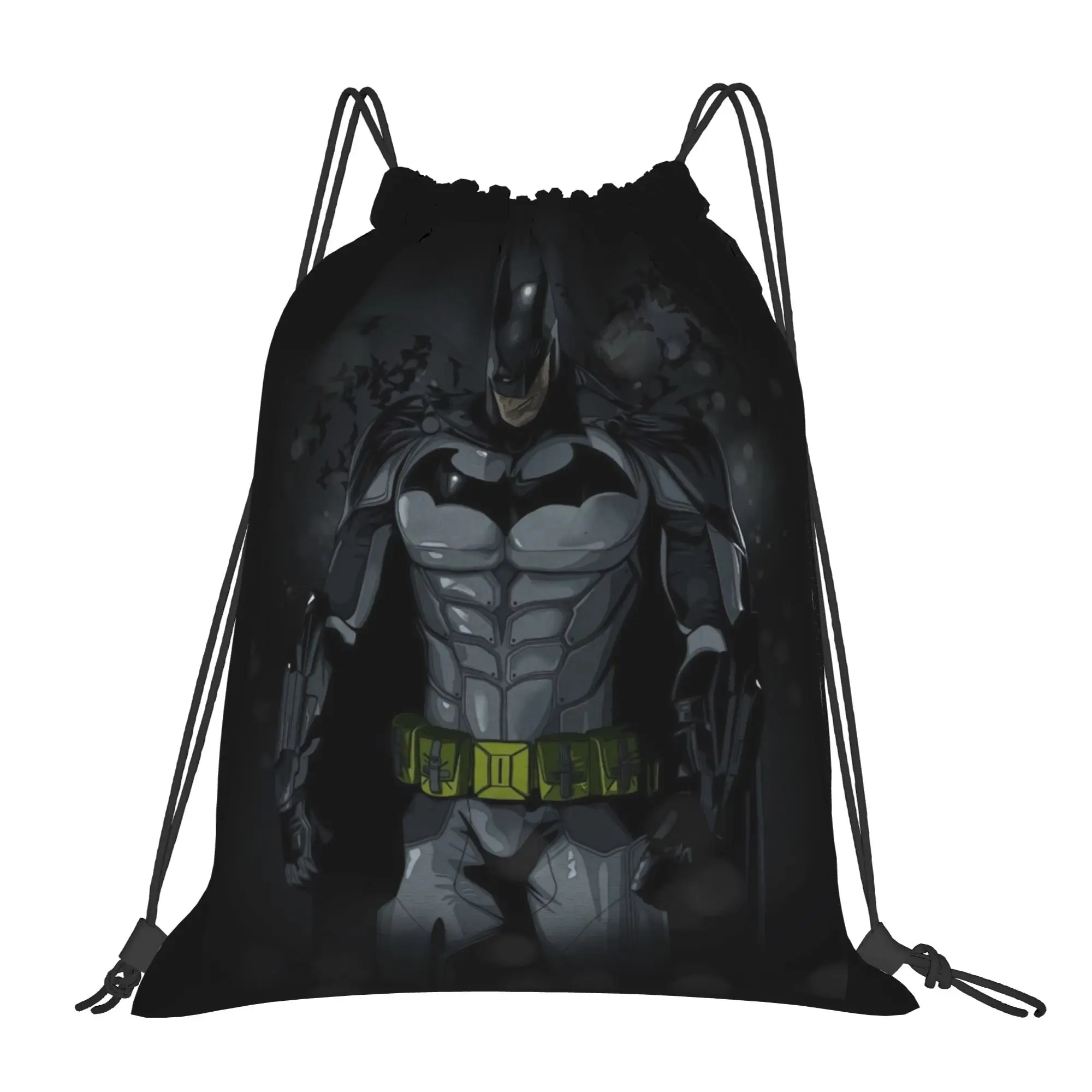 Iconic Batman Logo Drawstring Backpack - Water-Resistant Gym and Travel Sackpack
