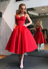 

Sexy A-Line Red Prom Dresses 2022 Sweetheart Bow Straps Tea Length Formal Party Gowns High Quality Vestidos De Novia Recommend