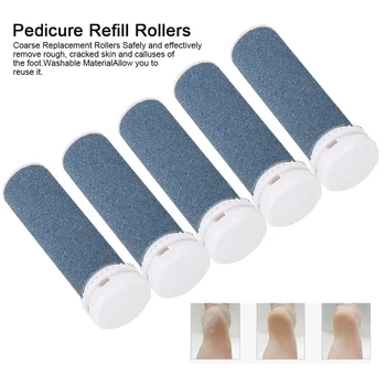 5pcs Coarse Replacement Rollers Extra Coarse Replacement Rollers Hard Skin Remover Refills for Foot Care Pedicure Refill Rollers 1