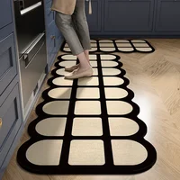 Kitchen Floor Mat Anti-slip Oil-proof Wipeable Washable Carpet PVC Diatom Mud Absorbent Foot Mats Special-shaped Grid Long Rug 1