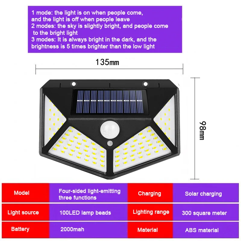 solar panel lights 100LED 5000W Solar Light Outdoor Solar Lamp PIR Motion Sensor Wall Light Waterproof Solar Powered Sunlight For Garden Decoration solar garden lights Solar Lamps