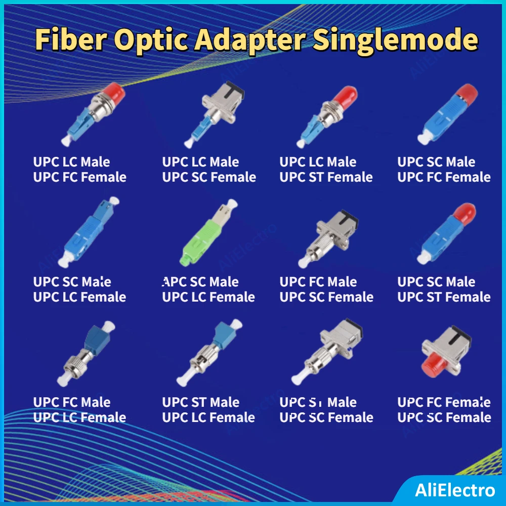 

1pc Fiber Optic Adapter APC/UPC FC/LC/SC/ST Male/Female to UPC LC/SC/FC/ST Female Hybrid Connector Adapter Single-mode Converter