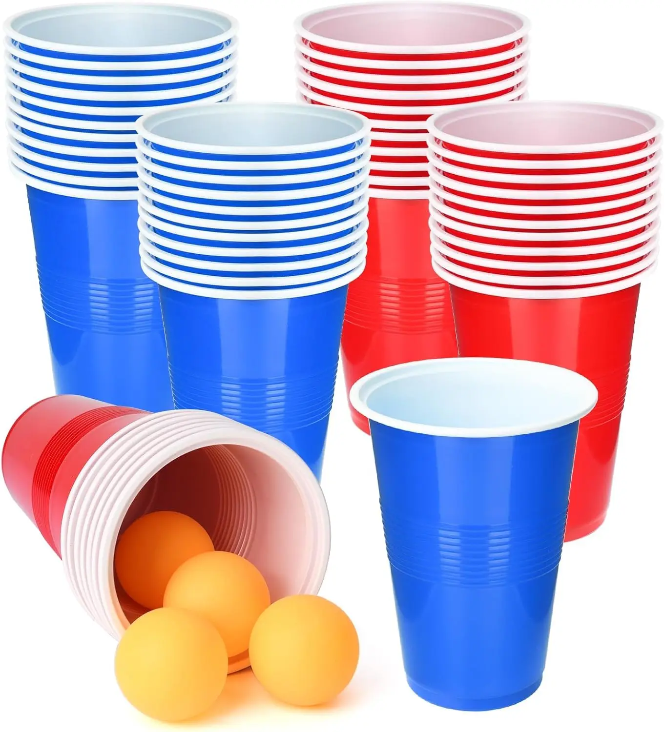 24 Pcs 16 Oz Plastic Party Cups 8PCS Ping Pong Balls Beer Pong Game Set for Graduation Party or Bar Game Company