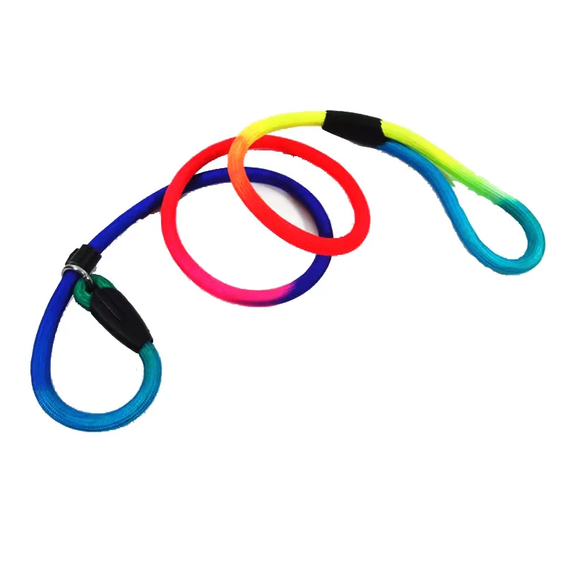 Rainbow Pet Dog Nylon Rope Training Leash Slip Lead Strap Adjustable Traction Collar halloween dog collars	