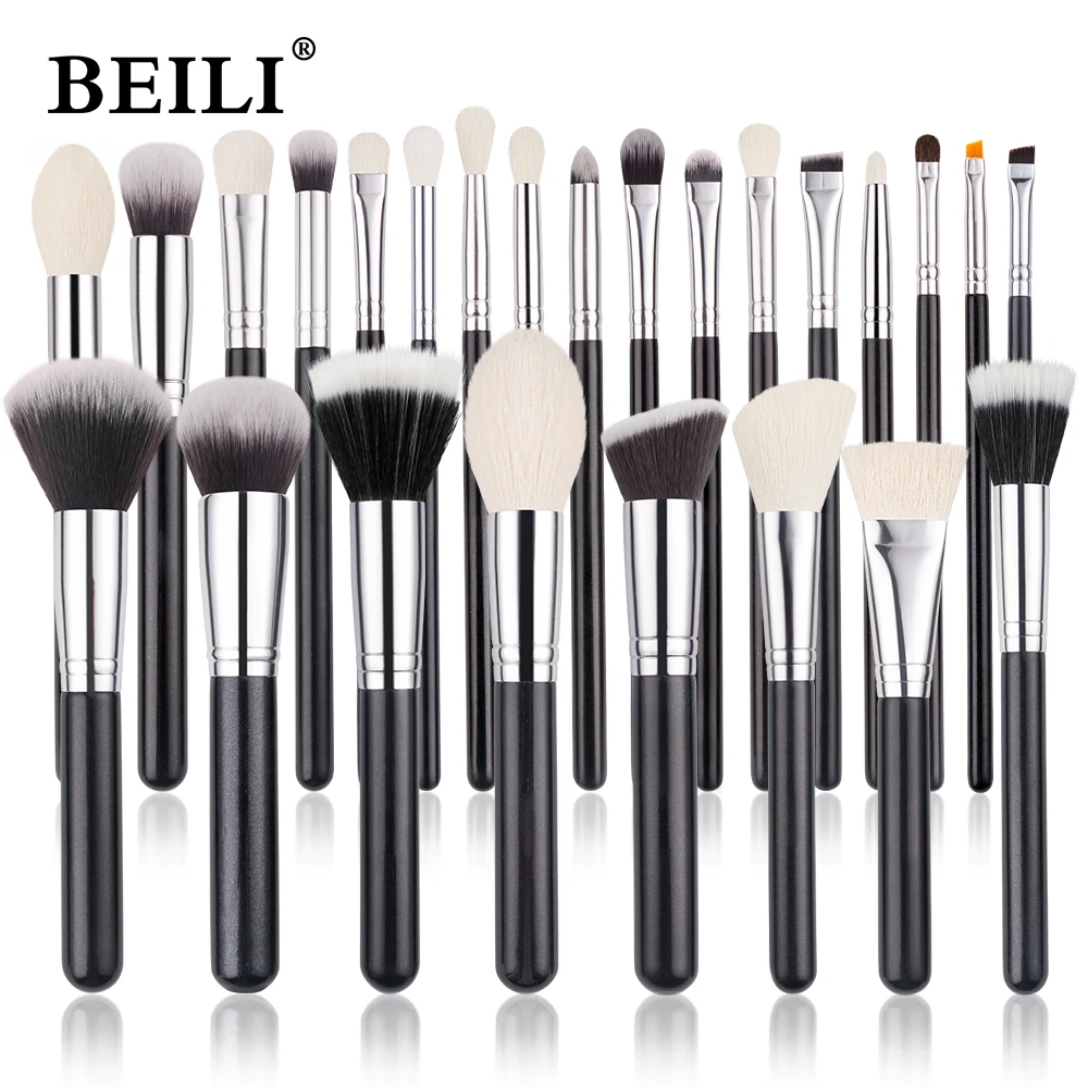 Beili Luxury White Gold Goat Hair Makeup Brushes Professional Foundation  Make Up Brush Blush Eyebrow Powder Brochas Maquillaje - Makeup Brushes -  AliExpress