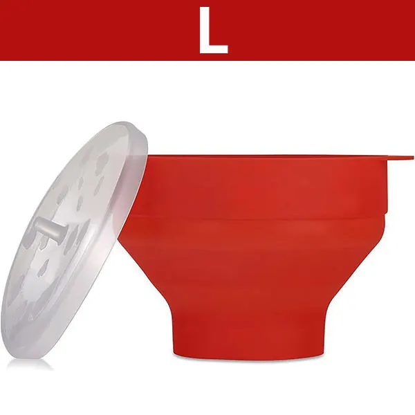 Silicone Collapsible Popcorn Maker Bowl with Lid - BPA Free & Dishwasher Safe