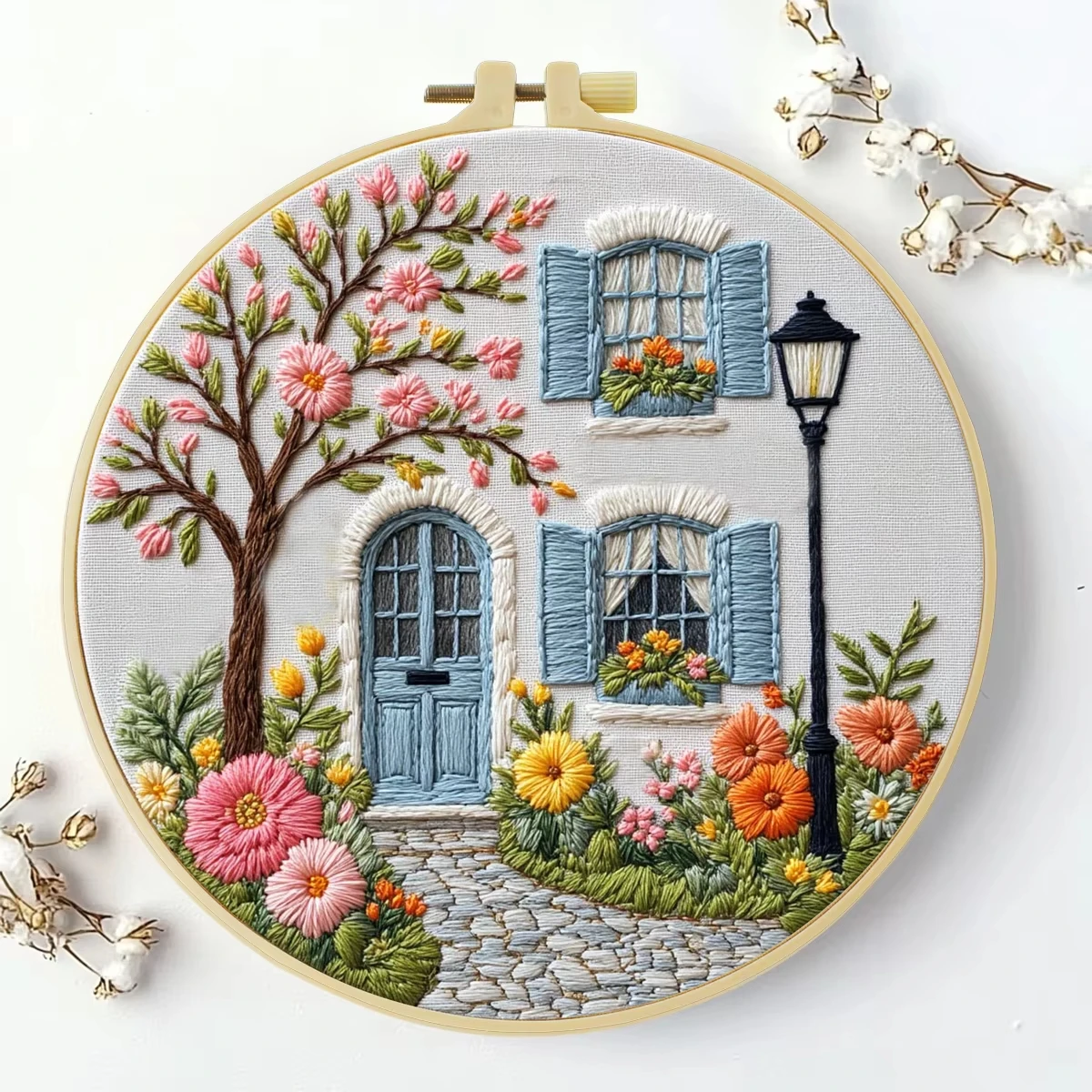 DIY Embroidery Starter Kit - 'Garden in Front of the Door' Art