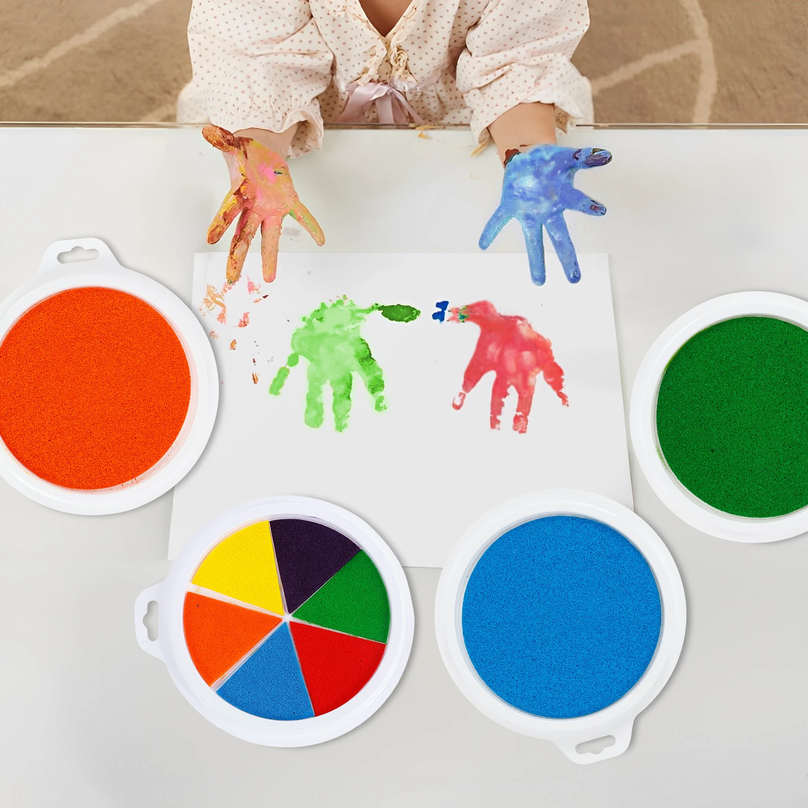 10Pcs Round Craft Ink Pad Non Toxic Baby Care Paint Imprint Pad Washable Kids Painting Kit Toddler Pet Footprint Imprint Kit