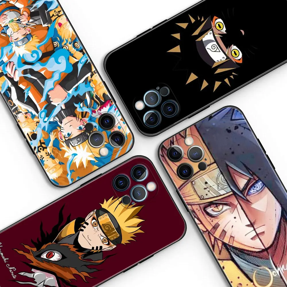 Anime Manga Uzumaki Naruto Phone Case for iPhone 11 12 13 Pro Max 7 8 SE XR XS Max 5 5s 6 6s Plus Black Soft TPU Silicone Sasuke iphone 13 pro phone case