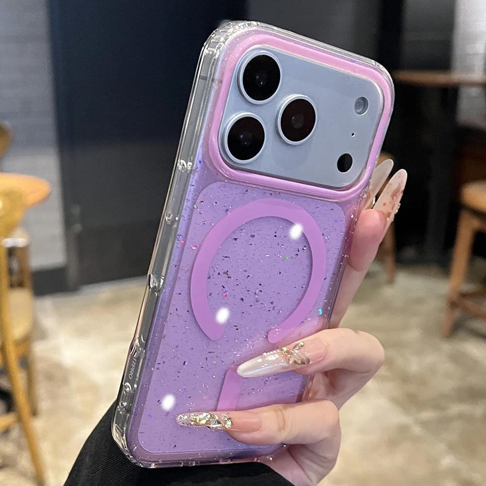 Jelly Glitter Shockproof MagSafe-Compatible Transparent TPU Case