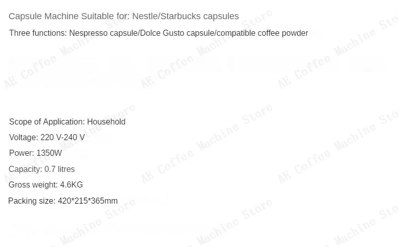Description Picture 2 of itemCapsule Coffee Machine Household Multifunctional Capsule Coffee Machine Portable Espresso Capsule Coffee Machine