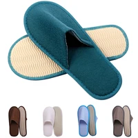 1 Pair Solid Color Home Slippers Men Women Disposable Travel Hotel Slipper Non-slip Indoor Living Room Shoes Portable Flip Flops