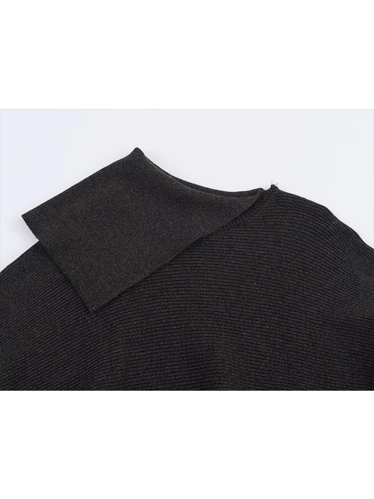 Women's Knitted Asymmetrical Cloak Coat Solid Oversize Fashion Pullover Knitwear Women Irregular Collar Cloak Top Winter New