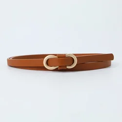 Women's Multi - Color Fashion Thin Belt - Casual PU Leather Accessory with 8 - Character Buckle - 8zikou pu 1cm X110cm (Brown)