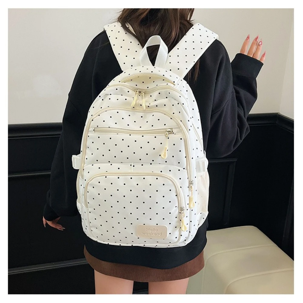 Charming Polka Dot 3-Piece Backpack, Crossbody Bag & Pencil Case Set - Large-Capacity Casual Travel Pack