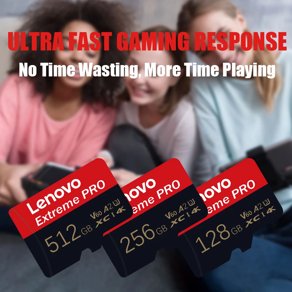 Lenovo Original 2TB SD Card Memory Card Micro TF/SD 128GB 256GB 512GB Mini Memory Class10 for Camera/Phone/Switch/PC