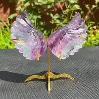 Natural A Pair of Fluorite Wings+ Golden Stents,Wings Of Angel,Mineral samples,Home Decoration,Reiki Heal,Crystal Gifts,Angel's 1
