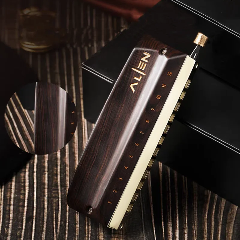 Chromatic Harmonica 12 Holes Mouth Organ Feifan E48 Ebony Cover Harp Professional Armonica Instrumentos Wood Musical Instruments