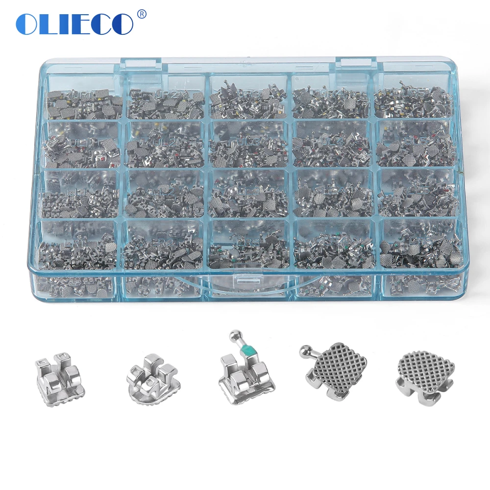 

50Sets=1000pcs Dental Orthodontic MIM Monoblock Brackets Mini MBT Roth 022 018 Hooks 345 Ortho Bracket Brace Dentist Instrument