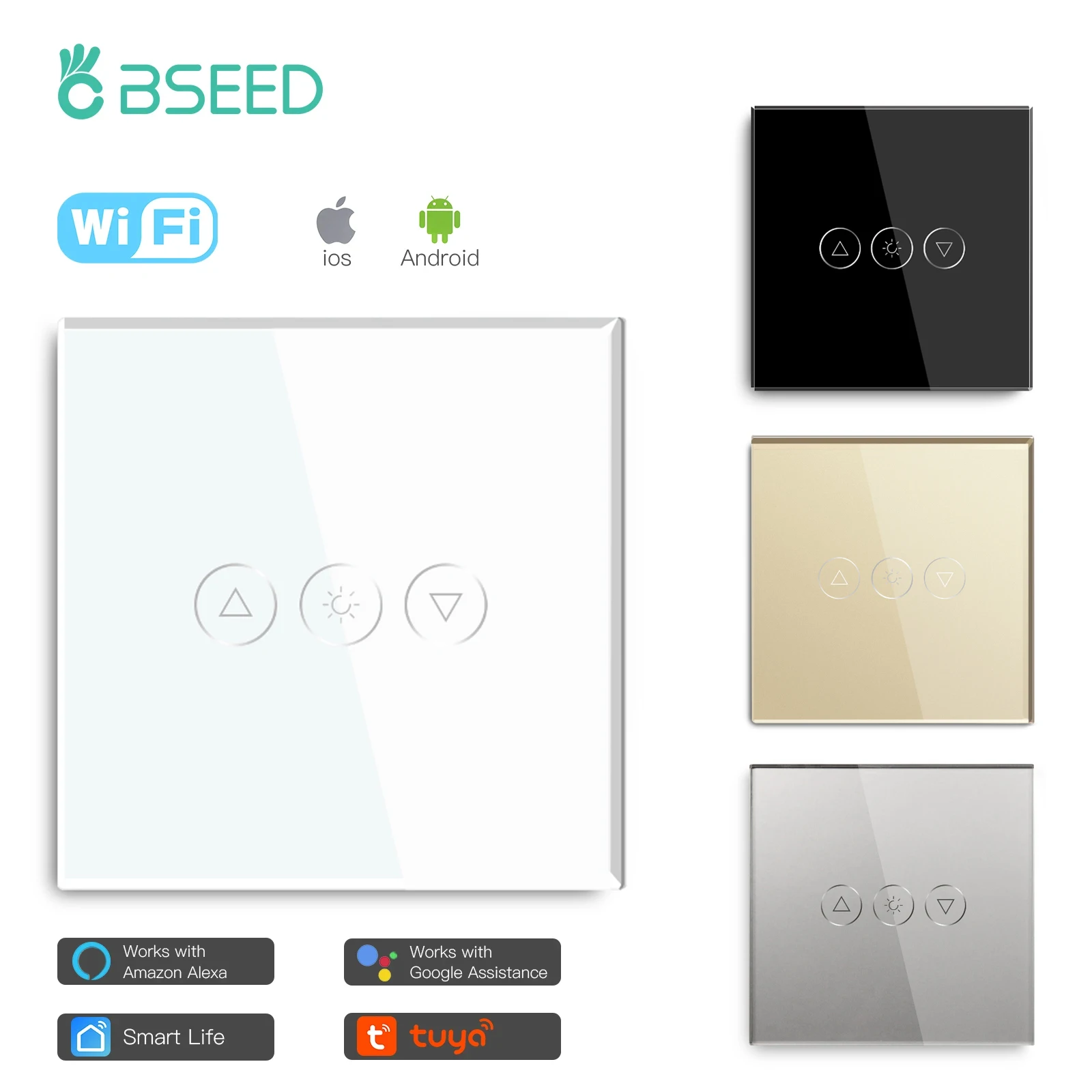 Bseed Eu Touch Wifi Dimmer Leggero 1 Gang Smart Wireless Wifi Dimmer Bianco Nero Colori Dorati Per Smart Home