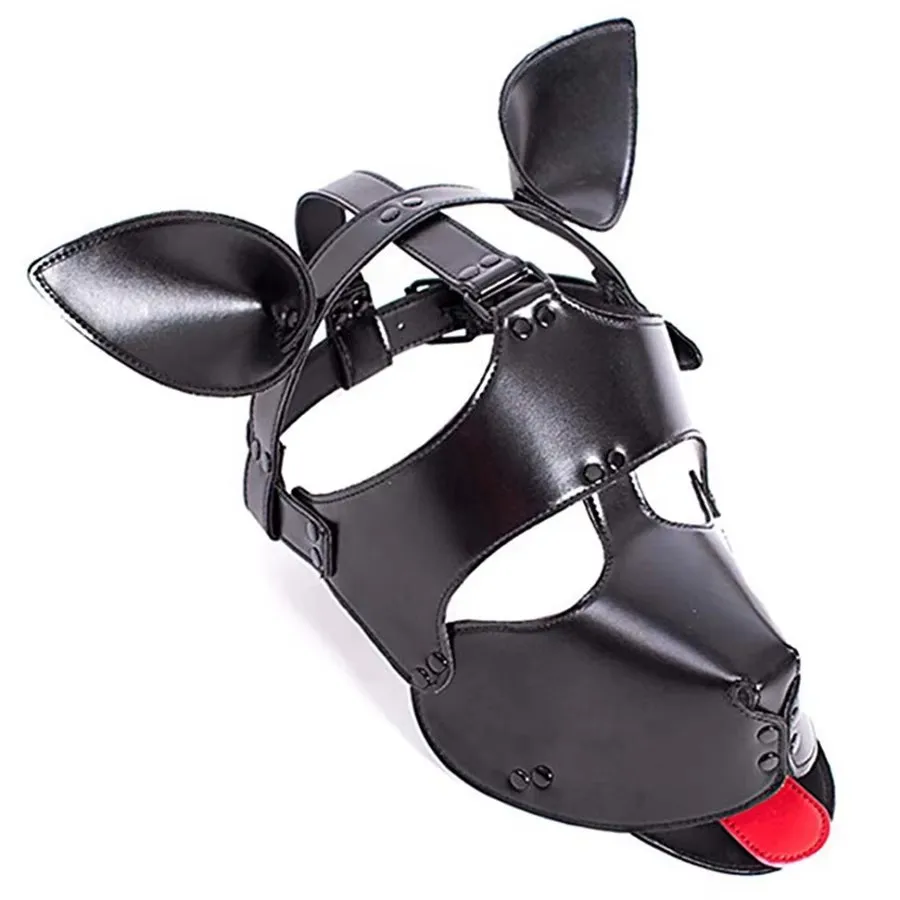 Leather Padded Hood Blindfold And Head Harness Gag Set_voghion.com