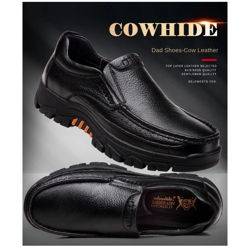 Handmade Leather Men Casual Shoes Soft Sole Comfortable Loafers for Men Fashionable Slip-on Driving Shoes Non-slip Business Shoe