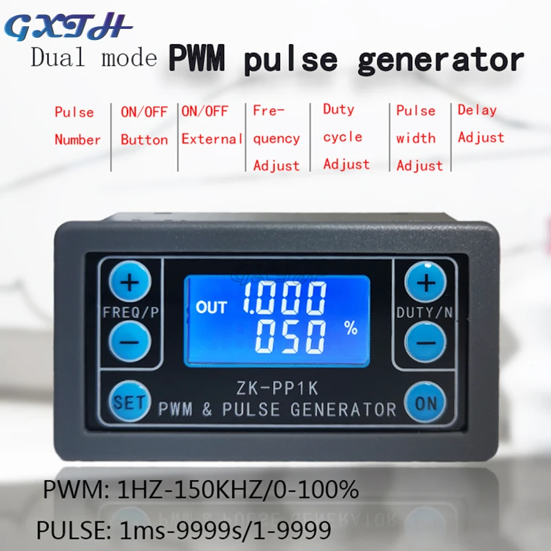 ZK-PP1K PWM Pulse Generator Dual-mode Signal Generator ZK-PP2K PWM Motor Governor Frequency Duty Cycle Adjustable Cycle Delay 2