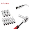 1pc 4-14mm Socket Set Deep Socket Adapter Chrome Vanadium Steel Socket 1/4 Hex Drive Impact Drivers Socket Wrenches Hand Tools 3
