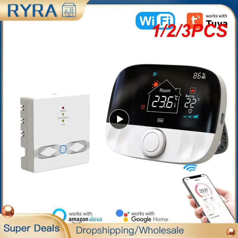 

1/2/3PCS RF Wireless Thermostat,RF 433 Water Gas Boiler and Actuator Programmable 0.5℃ Hysteresis Temperature Controller