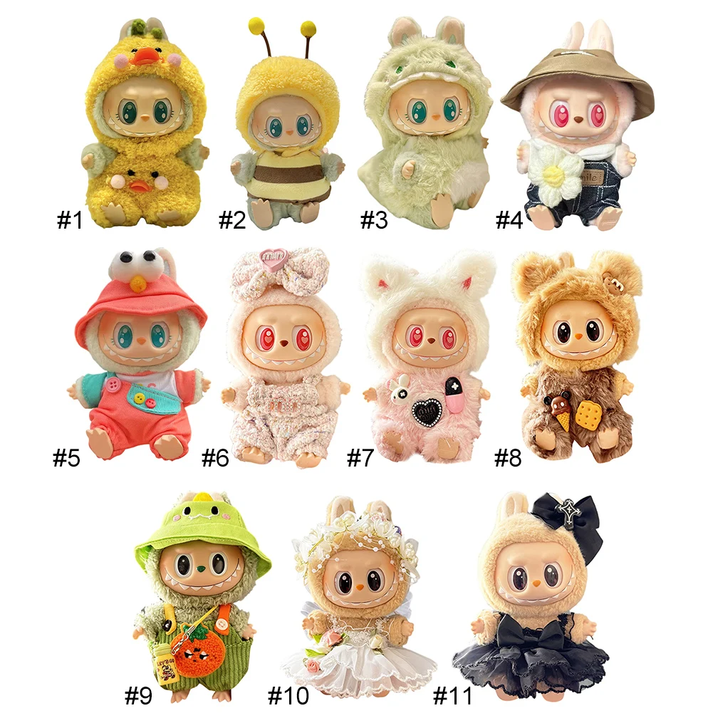 17cm Mini Plush Doll Clothes Outfit Accessories for Korea Kpop Labubu Dolls