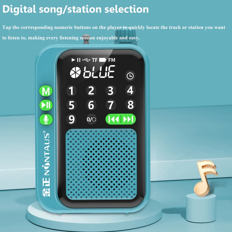 Mini Pocket FM Radio High Sensitivity Digital Radios Receiver Wireless Bluetooth Speaker with LED Display Recording Sleep Timer