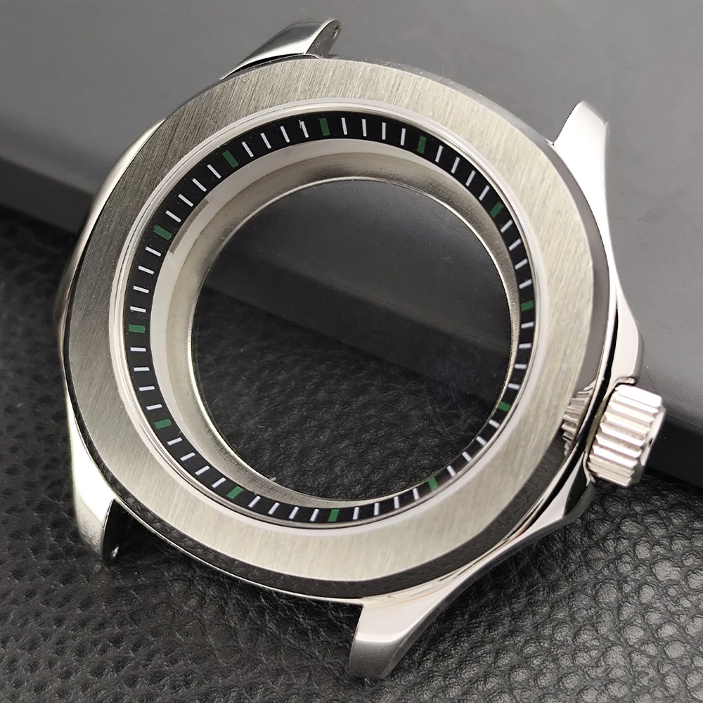 Sleek Silver Steel Watch Case with Sapphire Glass and Seal Ring, 39.5mm