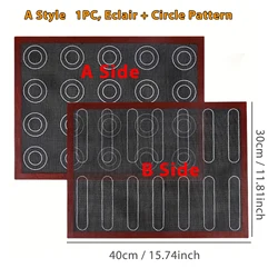Perforated Reusable Silicone Baking Mat with Dual Patterns and Non-Stick Surface (A-Eclair-Circle)