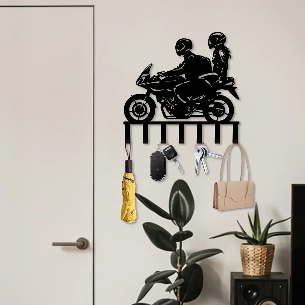 Description Picture 5 of item1pc Wall Couple Motorcycle Metal Key Hangers: Stylish Decorative Hooks, Easy-to-Install Key Holder for Home & Office Decor