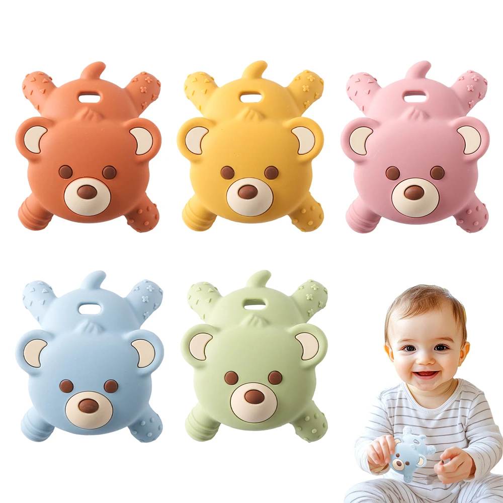 Silicone Cartoon Teether Baby Bear Teeth Grinding Rod Anti-eating Hand Tooth Care Accessories Baby Soothing Product Baby Gifts