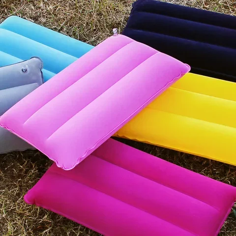 

New Outdoor Camping Travel Inflatable Pillow Flocking Pillow Portable Sleeping Foldable Travel Sleep Air Cushion Break Rest